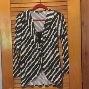 MIK Black and White Shirt with black faux tank.